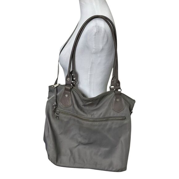 MZ Wallace Chelsea Tote Bag Gray Nylon Shoulder Zip Closure One Size - Picture 1 of 16